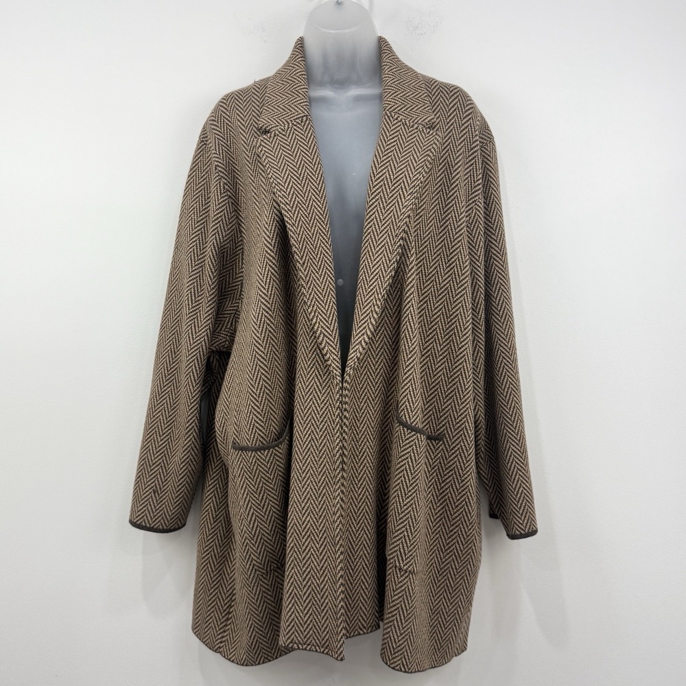 J Crew Sophie Open Front Sweater Blazer 3X NWT Chevron Equestrian Old Money Wool